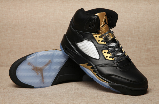 2017 Air Jordan 5 Olympic Black Metallic Gold Shoes
